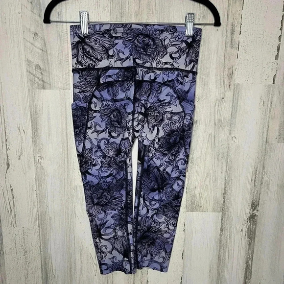 Lululemon Fast & Free Crop II *Nulux 19" Hanakotoba Starlight Multi Size 4 - Picture 4 of 9
